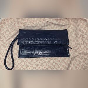 Cato Navy Croc-Embossed Wristlet Clutch
